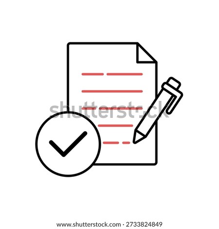 Icon a formal documentation and legal contract signing, isolated against a clean background.