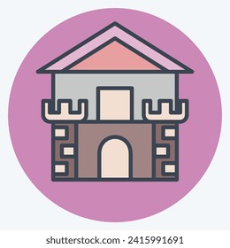 Icon Fortress. related to Medieval symbol. color mate style. simple design editable. simple illustration