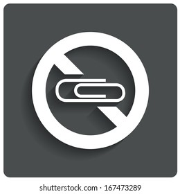 Icon fot printer. Do not put papers with clips (staple) in printer. Prohibiting sign. Vector illustration.