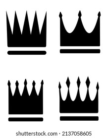 icon four black crowns on a white lei background