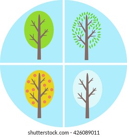 Icon Seasons Circlefour Seasons Trees Background Stock Vector (Royalty ...