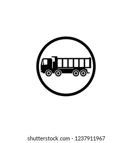 Icon four wheel black dump truck on white background