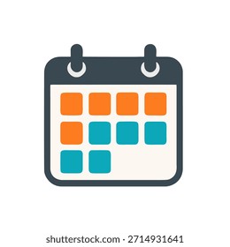 Icono "Semana laboral de cuatro días": un calendario con 4 días laborales de colores y 3 días de descanso contrastantes.