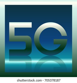 icon in frame with 5G technology on the blue background