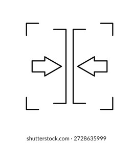 Ícone um limite de quadro e setas para dentro, contorno editável traçado linha desenho eps.