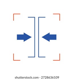 Icon a Frame boundary and inward arrows, outline editable stroke line drawing eps.