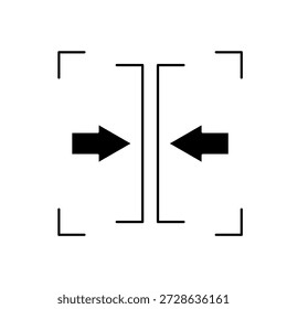 Icon a Frame boundary and inward arrows, outline editable stroke line drawing eps.