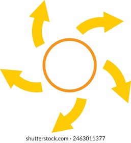 Icon frame with yellow arrow rotating outward