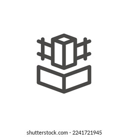 The icon of frame-monolithic construction. Image of a monolithic building structure with reinforcement. Simple linear vector on a white background.