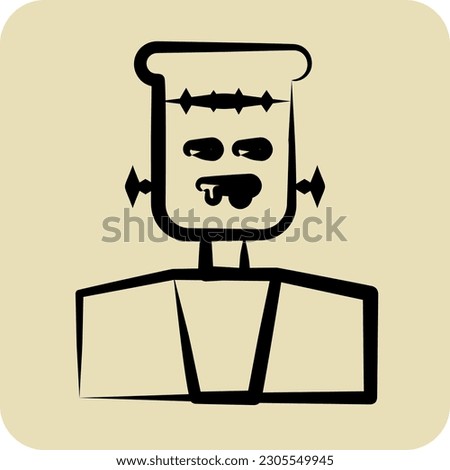 Icon Frankenstein. suitable for Halloween symbol. hand drawn style. simple design editable. design template