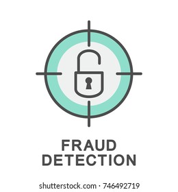 Icon fraud detection. A quick search and detection of anomalies in real time can reveal a fraud attempt. The thin contour lines with color fills.