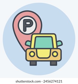 Icon Free Parking. related to Hotel Service symbol. color mate style. simple design illustration