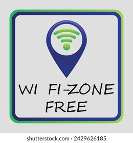 An icon of a free Wi-Fi zone with a geolocation mark. 3D. Vector on a gray background