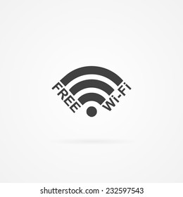 Icon of free wireless network. Shadow and white background.