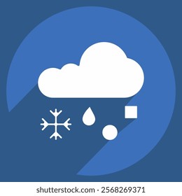 Icon Freezing Rain. related to Winter symbol. long shadow style. simple illustration