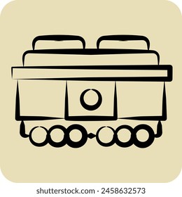 Icon Freight Car. related to Train Station symbol. hand drawn style. simple design illustration