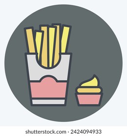 Icon French Fries. related to Fast Food symbol. color mate style. simple design editable. simple illustration