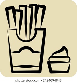 Icon French Fries. related to Fast Food symbol. hand drawn style. simple design editable. simple illustration