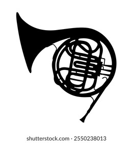 Icon of French horn music instrument on white background