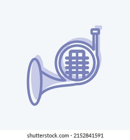 Icon French Horn. suitable for music symbol. two tone style. simple design editable. design template vector. simple symbol illustration