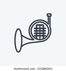 Icon French Horn. suitable for music symbol. line style. simple design editable. design template vector. simple symbol illustration