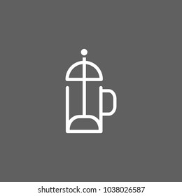 Icon of french press. Plunger, coffee pot, tea. Brewing concept. Can be used for topics like device, preparing coffee, drink, cafe