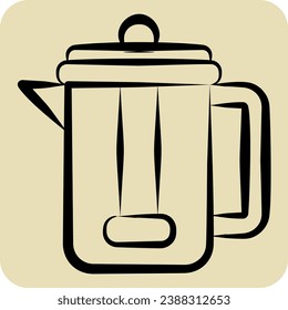 Icon French Press. related to Coffee symbol. hand drawn style. simple design editable. simple illustration