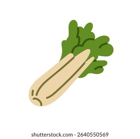 Icon of fresh celery. Vegetable with green leaves. Organic farm food for natural eating, healthy nutrition. Agriculture crop, greenery harvest. Flat isolated vector illustration on white background