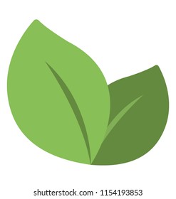 
An icon of fresh leaves depicted using ovate shaped leaves 
