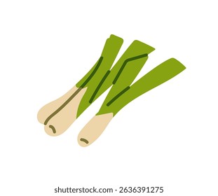 Icon of fresh leek or celery. Natural green onion, healthy farm food. Agriculture crop for eating. Organic vegetable, veggie, farmer harvest. Flat isolated vector illustration on white background