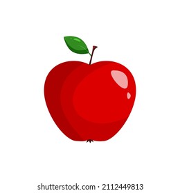 Icon of fresh red apple isolated on white background. Red apple symbol, logo illustration.