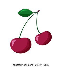 Symbol der frischen roten Kirsche einzeln auf weißem Hintergrund. Symbol der Roten Kirsche, Logo-Abbildung.