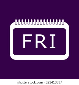 Icon friday on spiral block at violet background