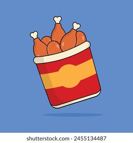 icon fried chicken delicious fast food and drink vector illustration concept.premium vector illustration