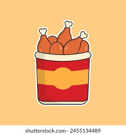 icon fried chicken delicious fast food and drink vector illustration concept.premium vector illustration