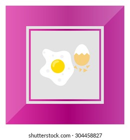 Icon of fried egg and boiled egg with half-peeled eggshell
