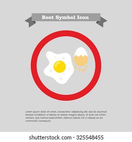Icon of fried egg and boiled egg with half-peeled eggshell
