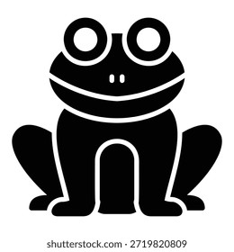 Icon of a frog or toad with wide eyes sitting