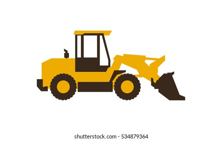 Icon front loader. Construction machinery. Vector illustration. Flat style 