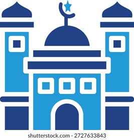 El icono de la parte delantera de la mezquita, que tiene una magnífica estructura distintiva del edificio, se puede utilizar como un elemento en las tarjetas de felicitación del Ramadán.