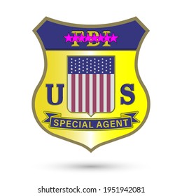 Icon Frontally. Badge With Shield And Flag Special Agent Of The FBI US. Part One