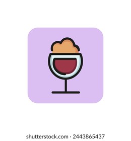 Icon of frothy drink. Wineglass, party, foam. Cocktail concept. Can be used for topics like bar, pub, beer