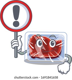 An icon of frozen beef cartoon design style with a sign board