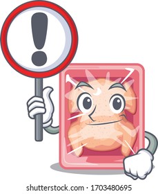 An icon of frozen chicken cartoon design style with a sign board