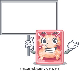 An icon of frozen chicken mascot design style bring a board