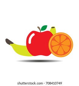 Icon Of Fruit From Apple, Banana And Orange