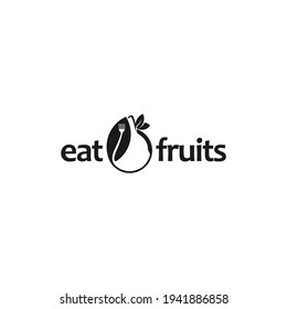 icon fruit apple, fork leaf food logo vector eps 10