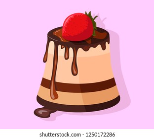 Icon fruit biscuit cake with strawberry. Vector illustration.