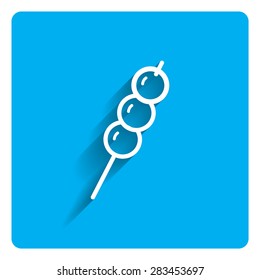 Icon of fruit canape on bright blue background
