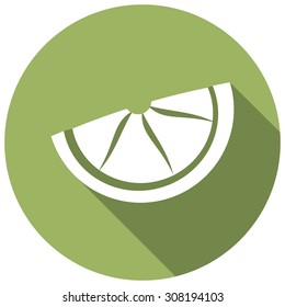 Icon fruit on white circle with a long shadow